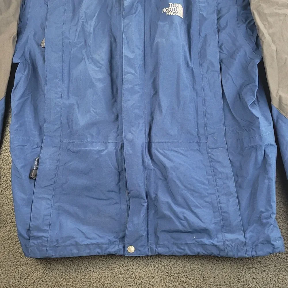 North Face Hyvent Jacket Blue Gray Mens Medium Winter Coat Hoodie Full Zip Nylon